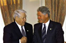 Борис Николаевич Ельцин, первый президент России, "с другом Биллом", 1999 год