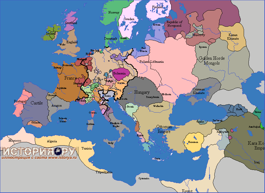 Хронология Европы в картах, 1454 год
