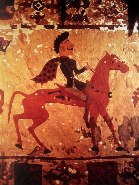 Скифский всадник из страны, в которую вторглись юэчжи, 300 до н. э. Пазырыкская культура